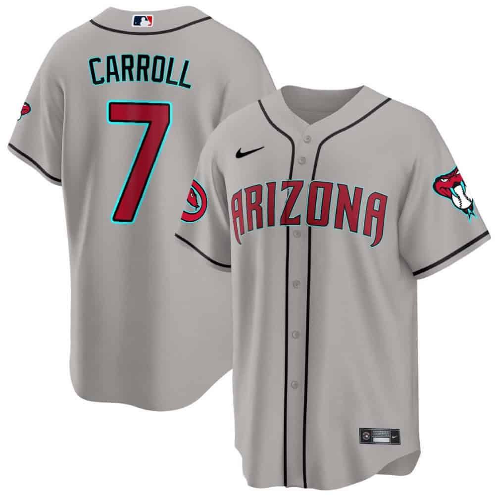 Men Arizona Diamondback #7 Carroll Grey 2024 Nike Cool Base MLB Jersey